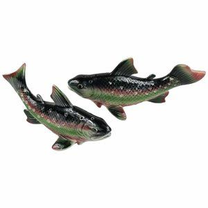 Vintage Dolly Varden Rainbow Trout Fish Salt And Pepper Shaker Set RARE